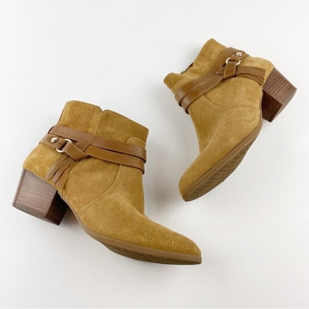 Alex Marie Suede Leather Tassel Ankle Booties Tan Brown Size 8.5